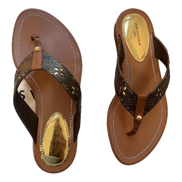 BRAND NEW LOUIS VUITTON sunny flat thong sandal Sz 37 6.5 US flip flops leather - Picture 5 of 8